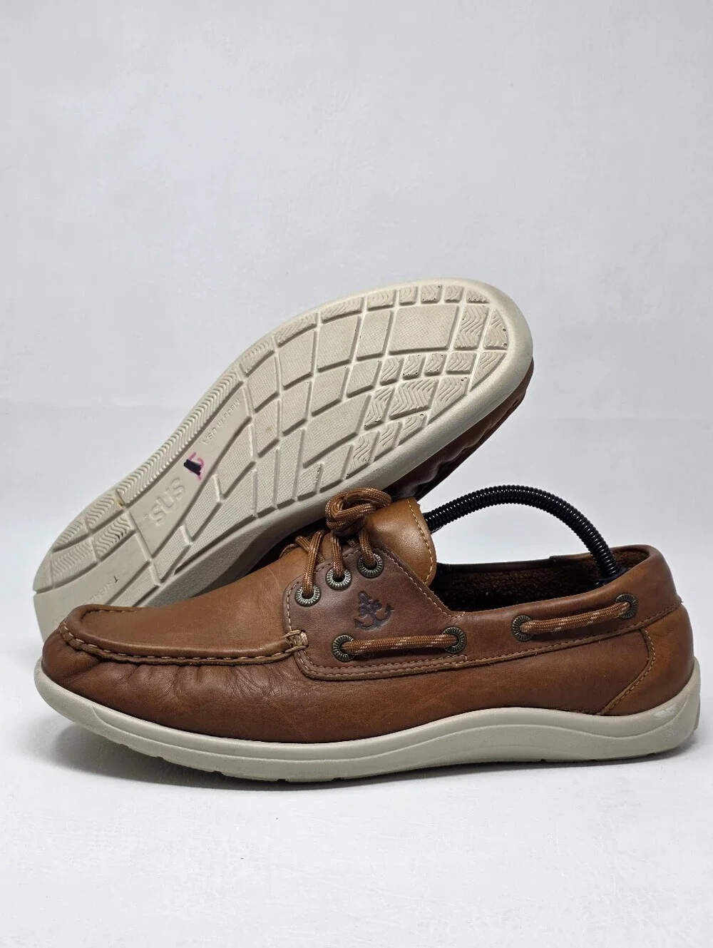 SAS Tripad Mens Decksider Boat Shoe Brown Leather Slip On Loafer Size 10M